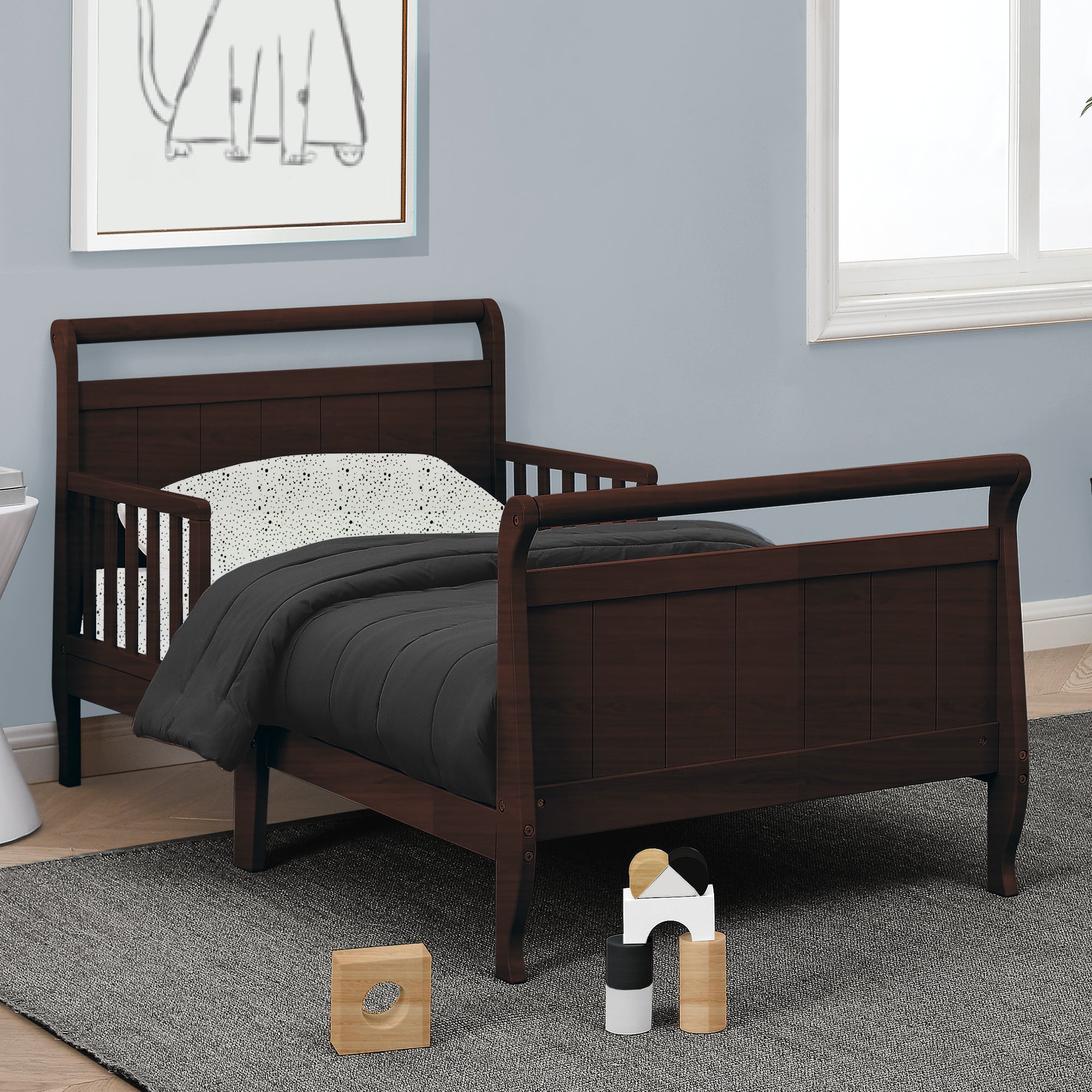 Wood Sleigh Toddler Bed